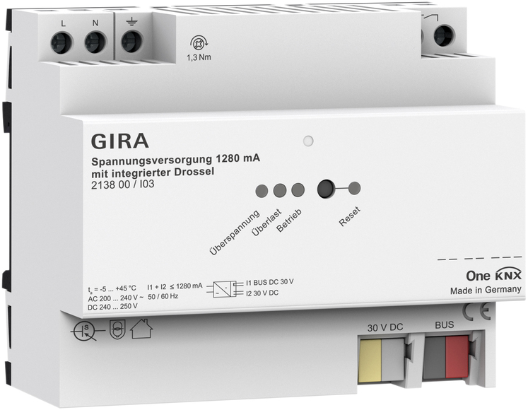 Gira 213800 Источник электропитания KNX 1280 мА с интегрированным дросселем