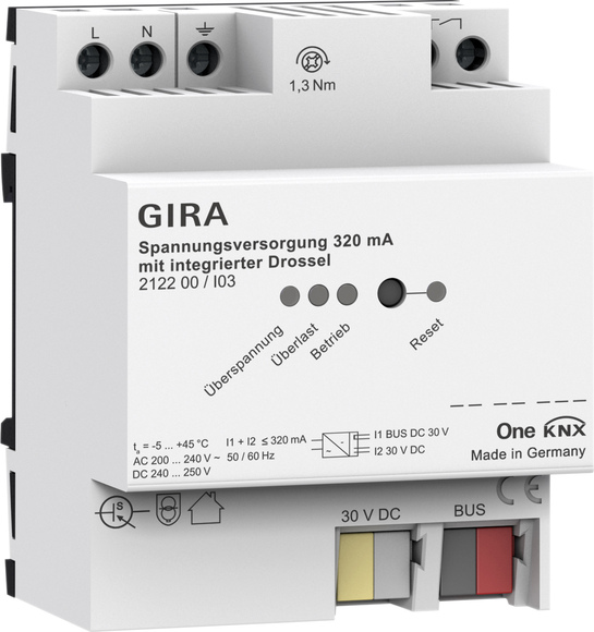 Gira 212200 Источник питания KNX 320 мА с интегрированным дросселем