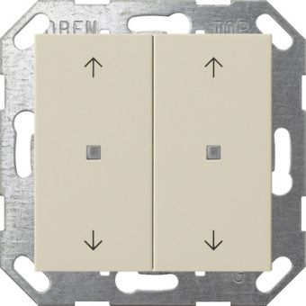 Картинка gira 517401 кнопочный выключатель knx, клавиша, 2-местн. со стрелками, цвет: белый, оттенок: кремовый, глянцевый