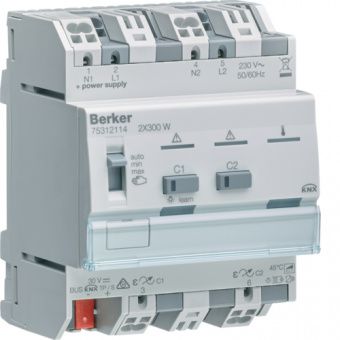 KNX - Исполнительное устройство универсального диммера, 2-канальное (2х300 Вт), рядный встраиваемый прибор 75312114