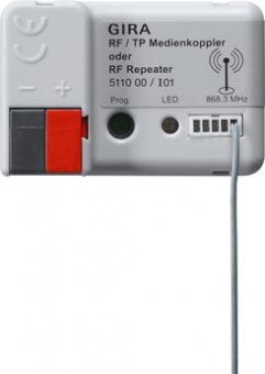 Картинка gira 511000 медийный соединитель knx rf/tp или повторитель rf
