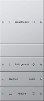 Картинка gira 2134213 комплект клавиш, 4 шт. гравировка, цвет: серый, оттенок: алюминиевый
