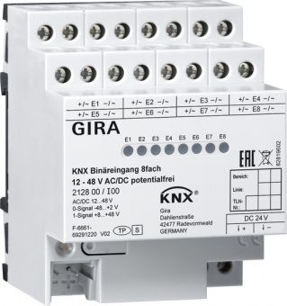 Картинка gira 212800 knx двоичный вход 8-местн. 12 – 48 в ac/dc, беспотенциальный, цвет: reg plus