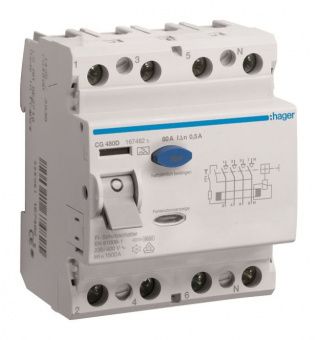 Устройство защитного отключения 4P 80A/500mA-A,6kA CG480D