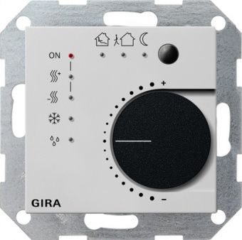 Картинка gira 2100015 многофункциональный термостат instabus knx/eib, 4-канальный, цвет: серый, оттенок: матовый