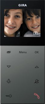 Картинка Gira 1239 600 Квартирная видеостанция накладного монтажа Plus, цвет: Нержавеющая сталь, оттенок: Лакированный