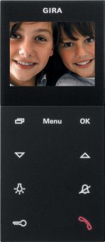 Картинка Gira 1239 005 Квартирная видеостанция накладного монтажа Plus, цвет: Чёрный, оттенок: Матовый